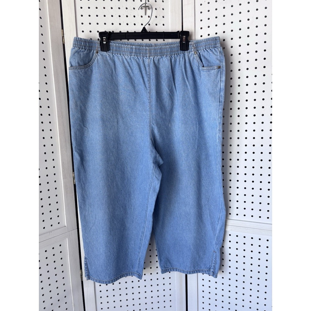 Blair Pull On Denim Capri Pants Women's XLG 100% Cotton‎ Elastic Waist